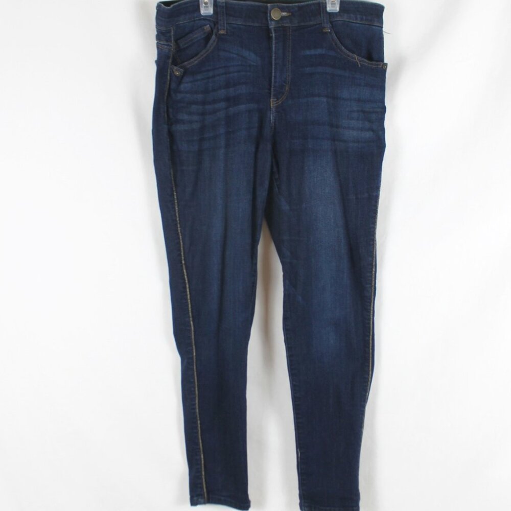 DEMOCRACY AB TECHNOLOGY Denim Jeans Woman Size 10 Dark Blue Skinny 5 Pocket